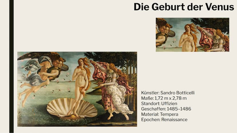 KUNST
PRÄSENTATION!
Leonie Silas Sonja 1. Beispiele Renaissance
2. Zeitliche Einordnung
Begriff/Herkunft
3. Darstellung
4. Künstler
Barock
I