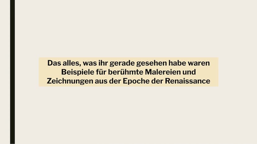 KUNST
PRÄSENTATION!
Leonie Silas Sonja 1. Beispiele Renaissance
2. Zeitliche Einordnung
Begriff/Herkunft
3. Darstellung
4. Künstler
Barock
I