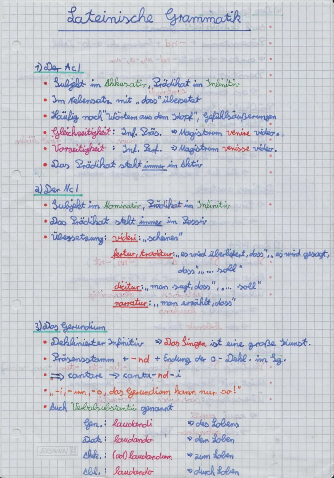 Latein Grammatik: AcI, NcI, und Gerundium Übungen