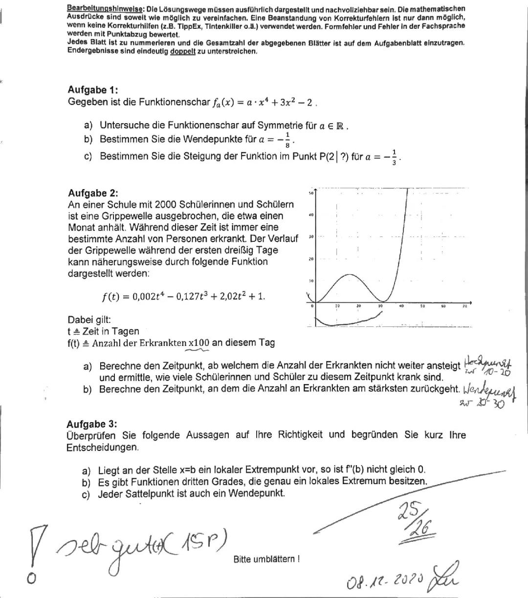 Kurvendiskussion Aufgaben und Lösungen für Klasse 10-12