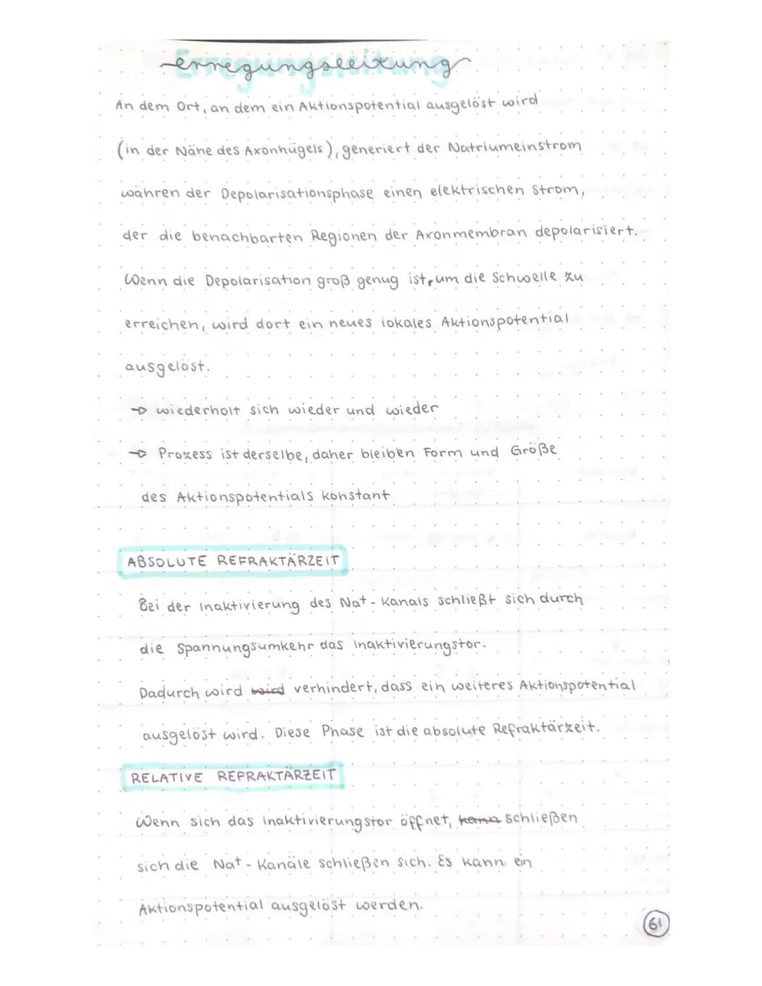 Biologie Klausur
-TRANSPARENZPAPIER-
Aufbau Nervenzelle / Neuron
Ruhepotential
Natrium-kalium- Pumpe
Aktionspotential
Reizweiterleitung
Dend