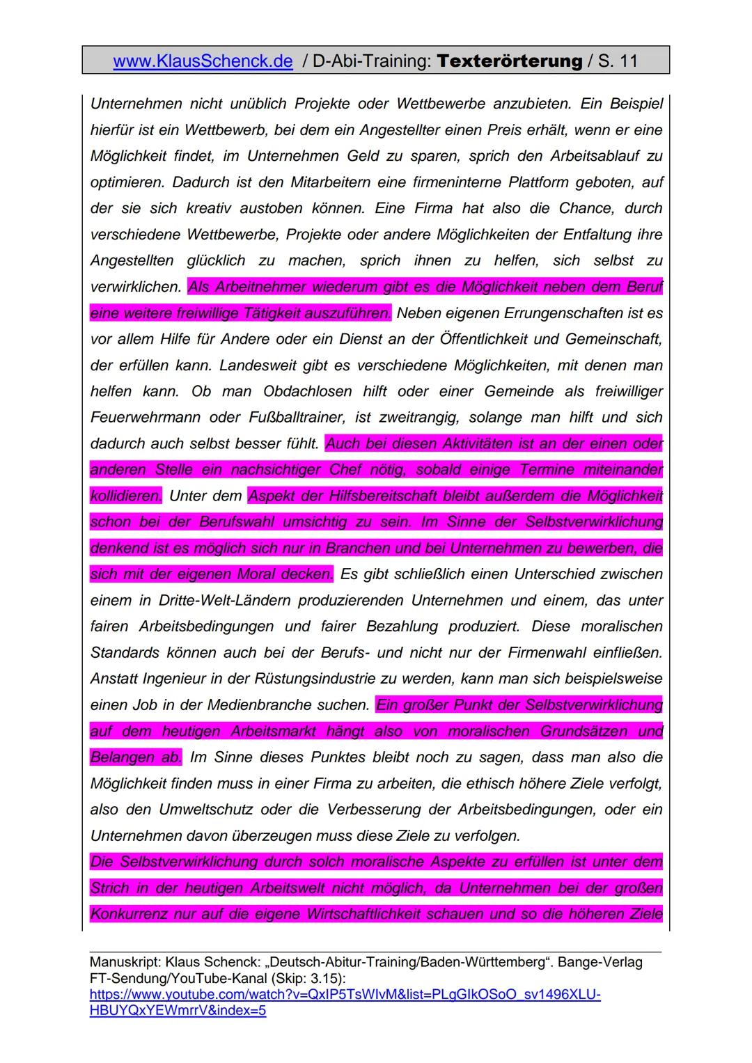 www.KlausSchenck.de / D-Abi-Training: Texterörterung / S. 1
Texterörterung (Aufgabe V)
Was sind die Anforderungen einer Texterörterung auch 