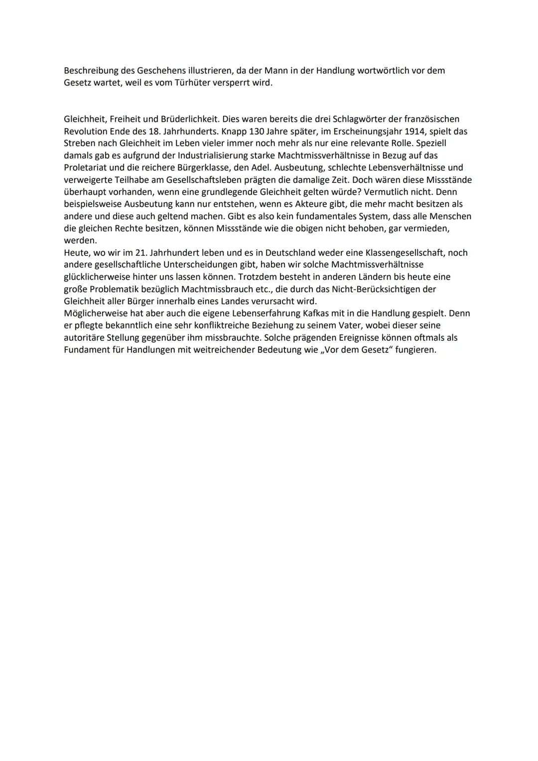 ,,Vor dem Gesetz" (1914) - Franz Kafka
Sollte nicht eigentlich die Gleichheit aller Menschen essenzieller Bestandteil einer funktionierenden