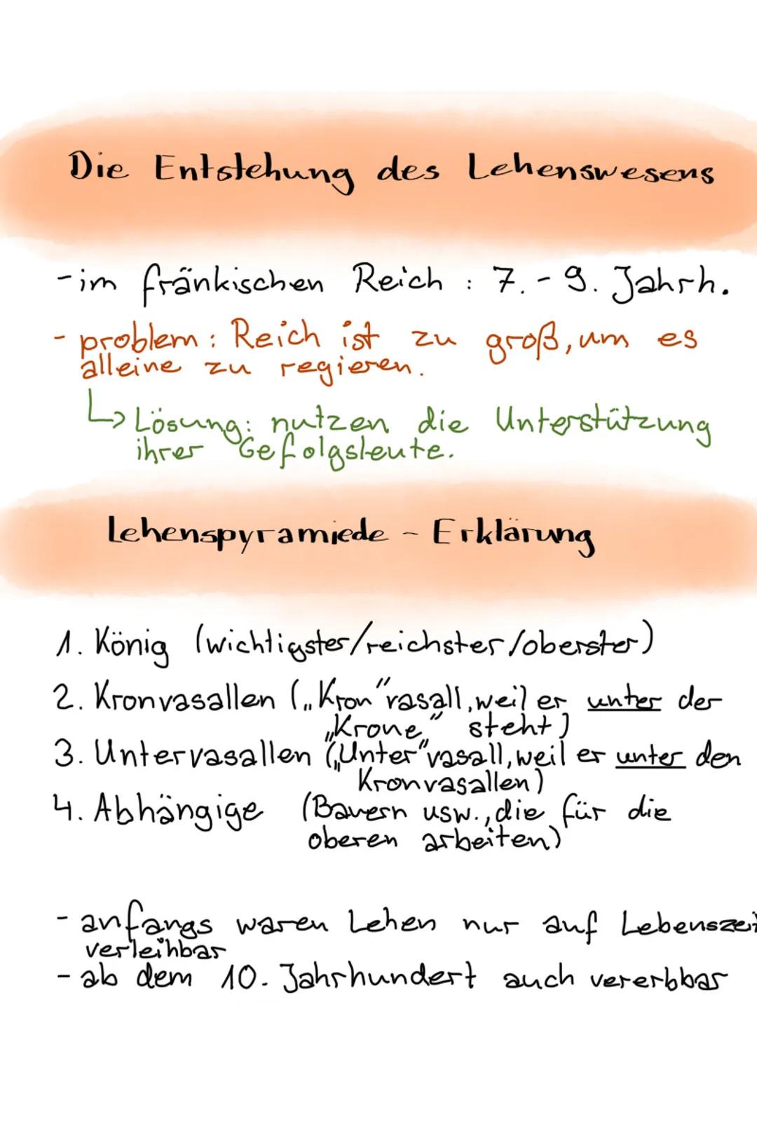 # Die Lehenspyramiede

- verleiht Grundbesitz und
Ämter
- Rat und Hilfe
- Schutz und Treue

- verleihen Land
und Ämter
- Schutze und
Trene

