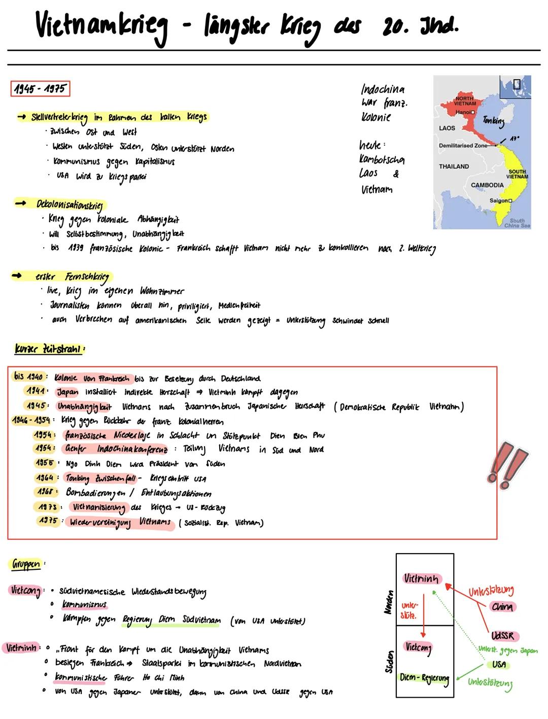 # Vietnamkrieg - längster Krieg des 20. Ind.

1945-1975

→Stellvertreterkrieg im Rahmen des kallen kriegs

*   Zwischen Ost und West
*   Wes