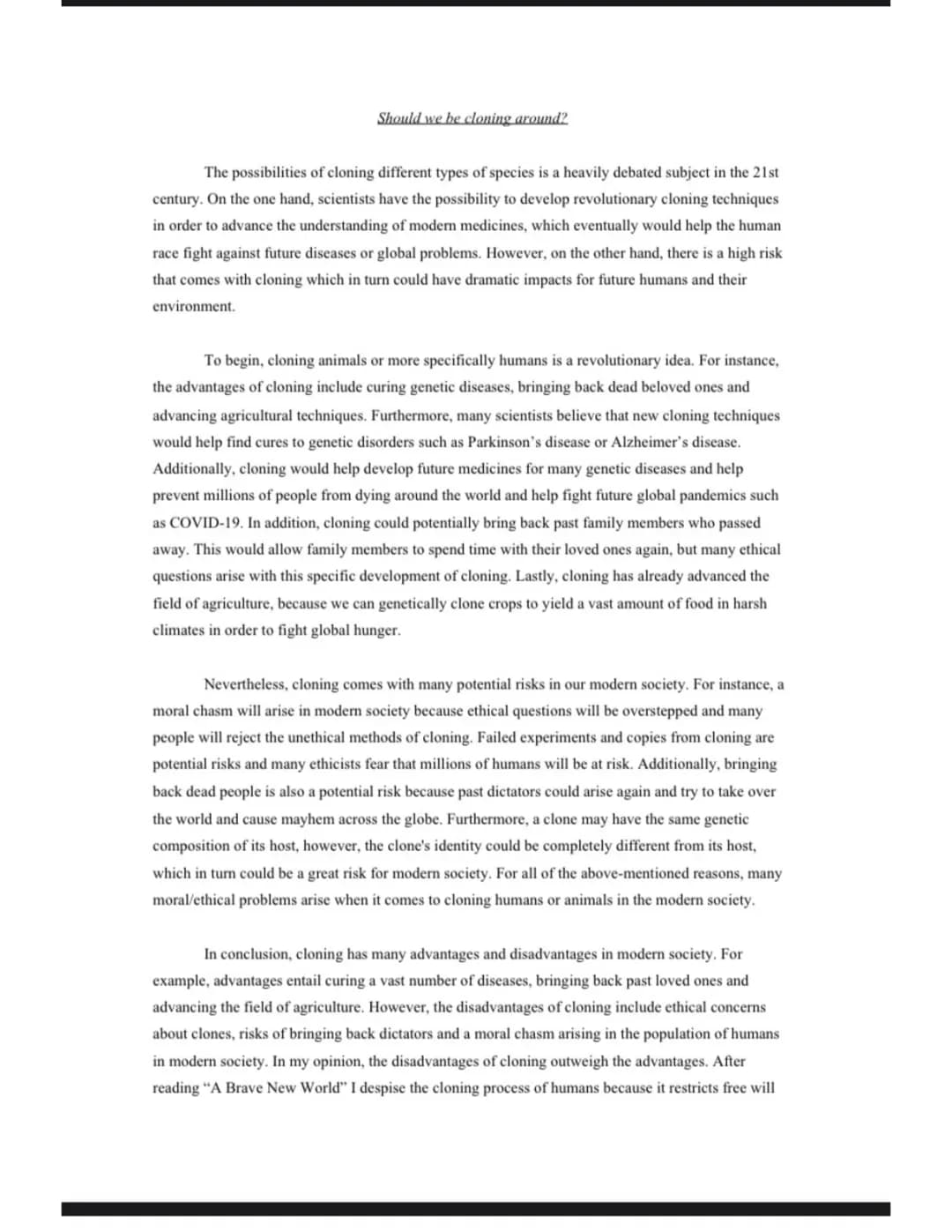 Englisch Abitur 2021 ( Comment writing with text)