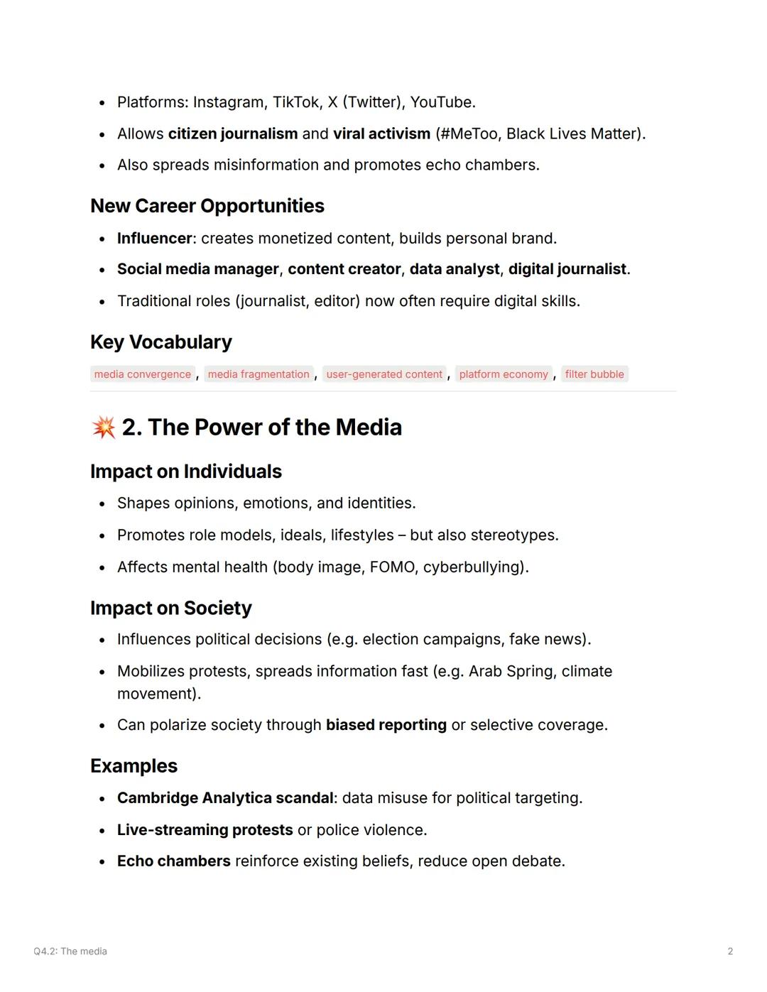 Q4.2: The media
✔diversity of the media (Vielfältigkeit der Medien): [...] insbesondere traditional
and modern media z. B. Veränderungen in 
