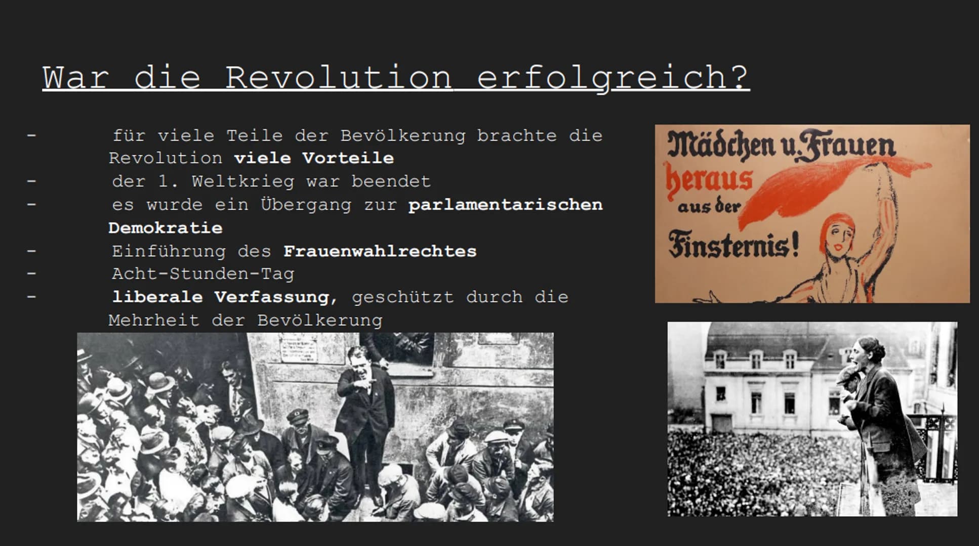 Novemberrevolution
und ihre Ergebnisse I
I
Gliederung
Situation vor dem Ausbruch der Novemberrevolution
Der 9. November 1918
Situation nach 