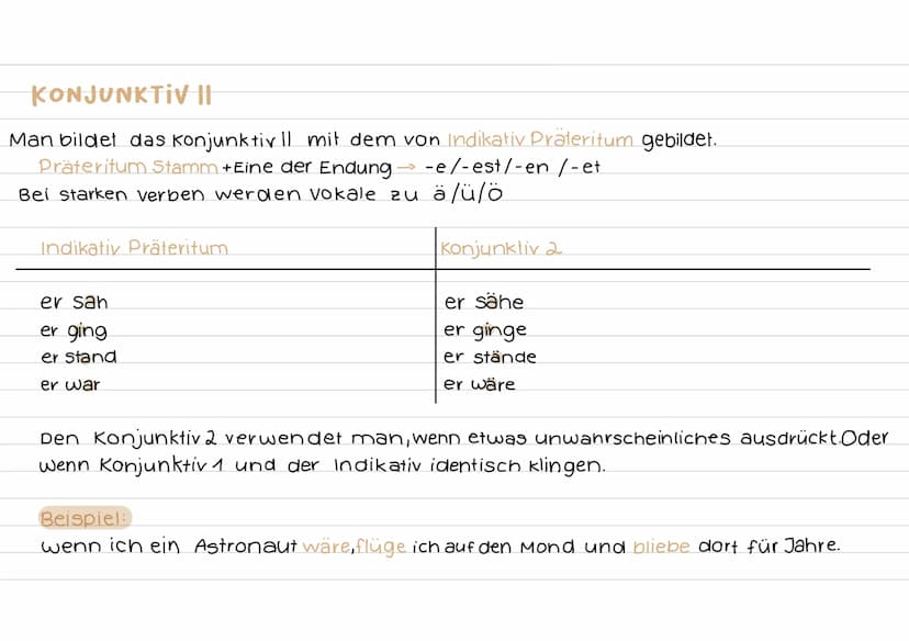 KONJUNKTIV I
Man bildet das konjunktiv 1 mit dem Verbstamm und der Personalendung
personalpr.
Indikativ Präsens
1. P. Singular ich komm
2. P