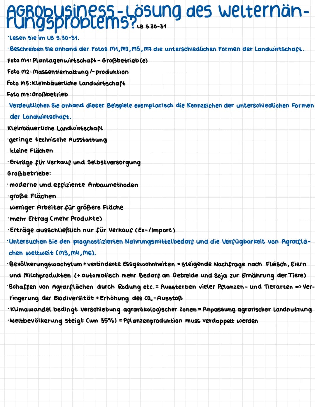 AGROBusiness Lösung des welternän-
rungsproblems?
LB 5.30-31
Lesen Sie im LB 5.30-31.
Beschreiben Sie anhand der Fotos M1, M2, M5, M7 die un