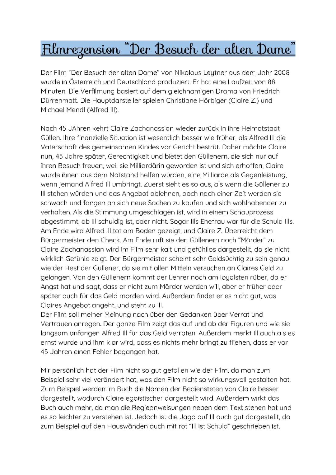 der Besuch der alten Dame