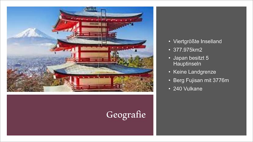 Japan
Selen Can
Herr Pfeifer
10A
Erdkunde Gliederung
1. Allgemein
2. Geografie
3. Klima
4.
5.
6.
7.
8.
9.
10. Verhaltensregeln
11. Top8 Sehe