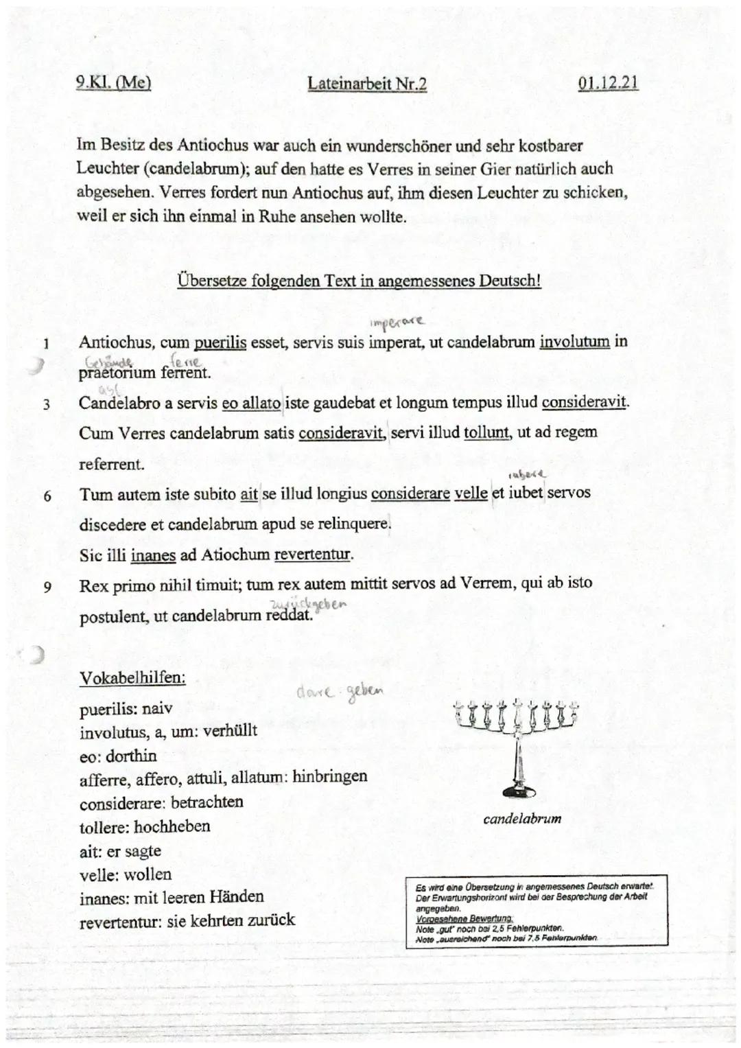 6.Kl. (Me)
Lateinarbeit Nr.1
17.10.18

Alle Lösungen müssen ins Arbeitsheft geschrieben werden!!!

1.) Übersetze folgende Sätze ins Deutsche