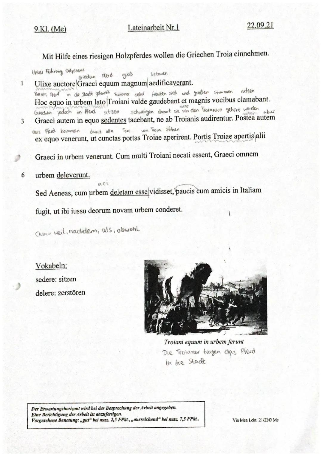 6.Kl. (Me)
Lateinarbeit Nr.1
17.10.18

Alle Lösungen müssen ins Arbeitsheft geschrieben werden!!!

1.) Übersetze folgende Sätze ins Deutsche