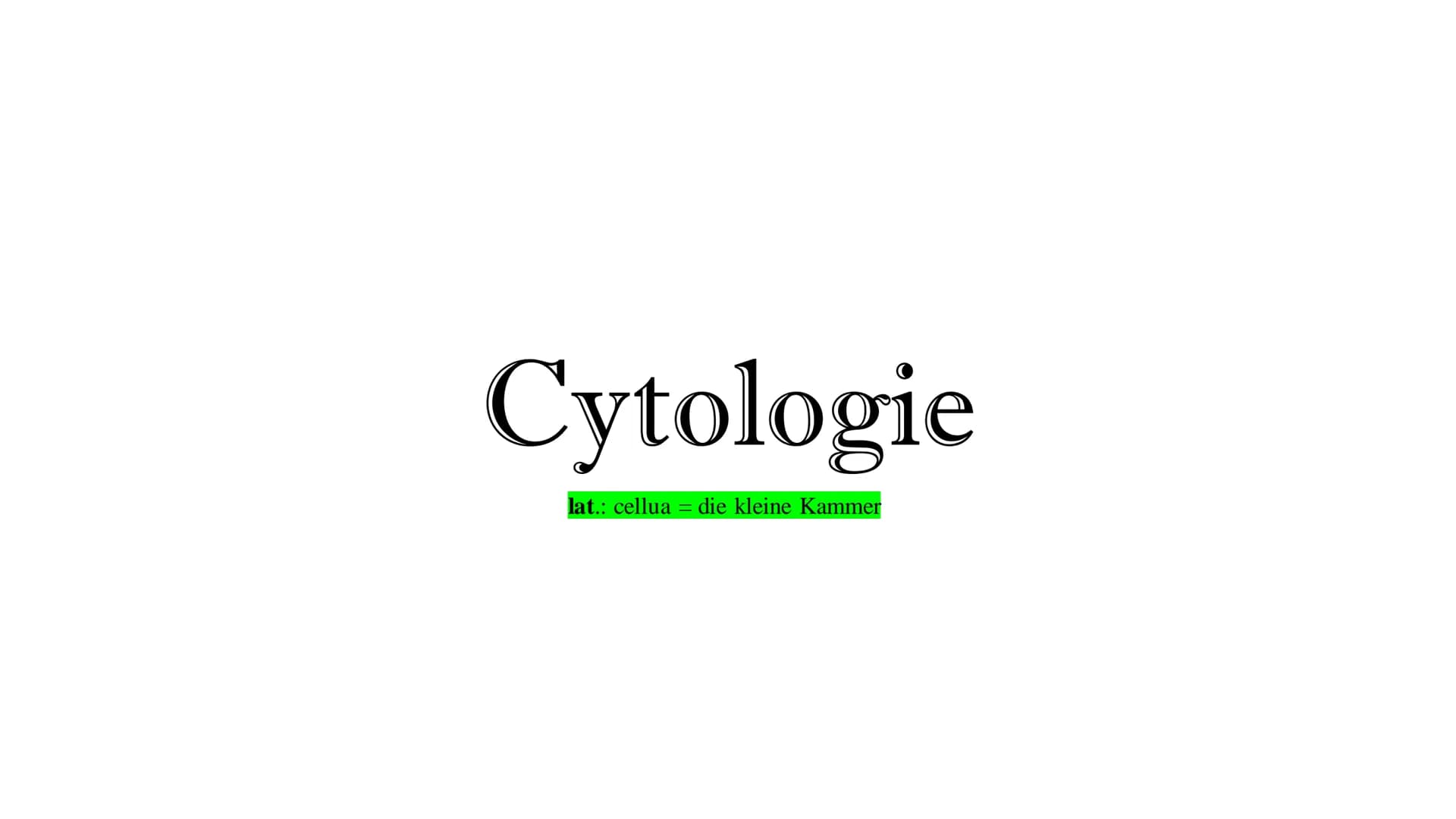 Cytologie
lat.: cellua die kleine Kammer Zellbiologie
alle Lebewesen, so verschieden sie auch sind, sind aus Zellen und ihren Produkten aufg