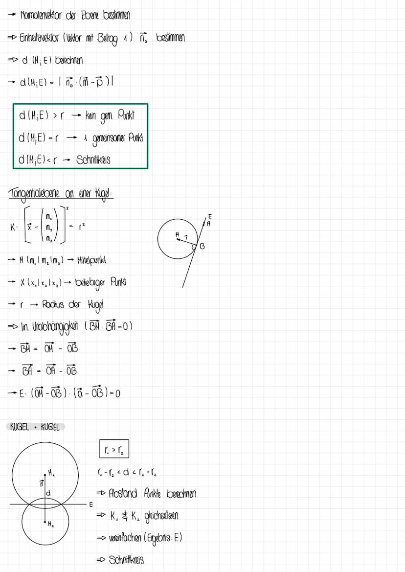 PUNKT
Kugeln
+
K: (x₁ - m₂ 1² + (x₂ − M₂ ) ² + (x₂ - m₂ )² = (²
• M (m₂ 1 m₂ (m₂)
Mittelpunkt
→ X (x₂1x₂1x₂)→ beliebiger Punkt
Radius der Ku