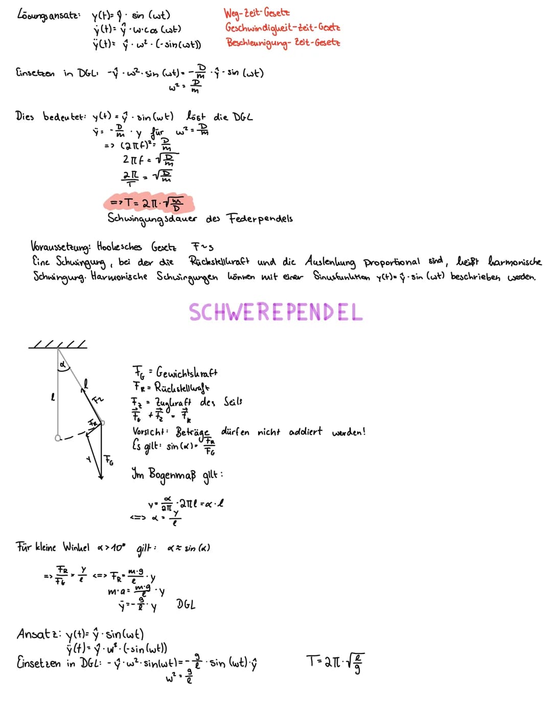 SCHWINGUNGEN UND WELLEN
CHARAKTERISTISCHE GROBEN BEI SCHWINGUNGEN
Schwingungsdauer / Periode T
• Frequenz |=1
•Auslenkung (Elongation) y(t)

