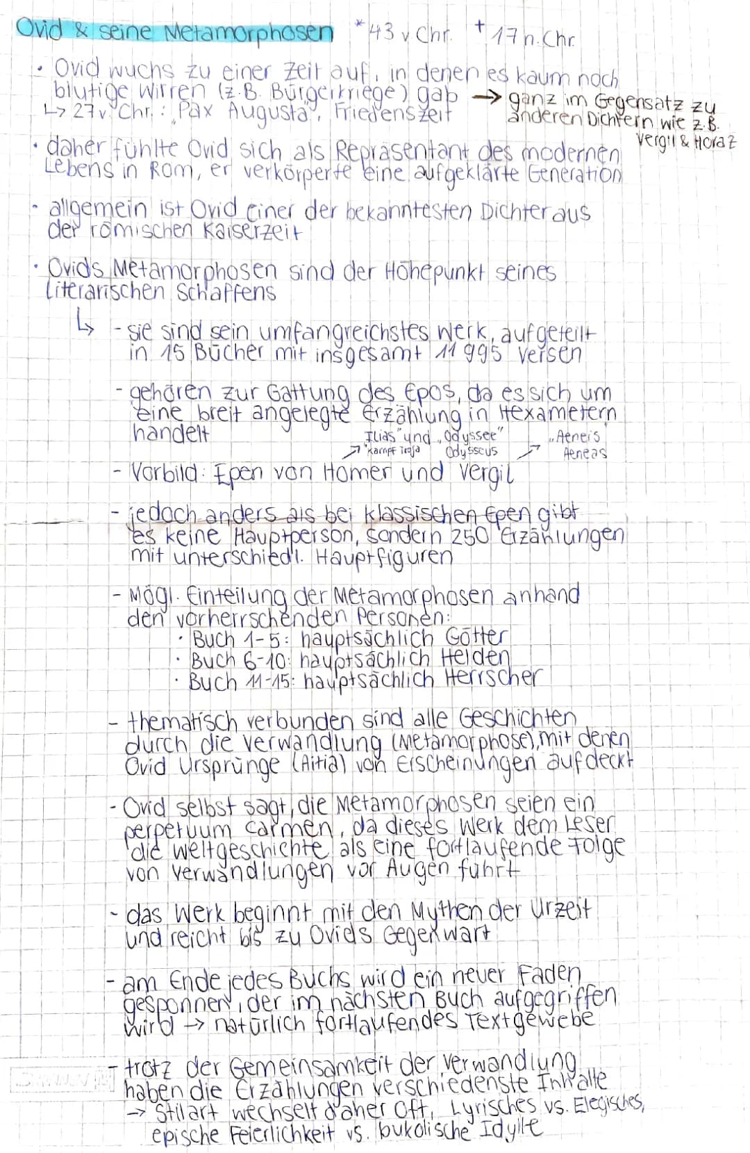 Ovid Metamorphosen PDF: Liste, Beispiele und Übersetzung