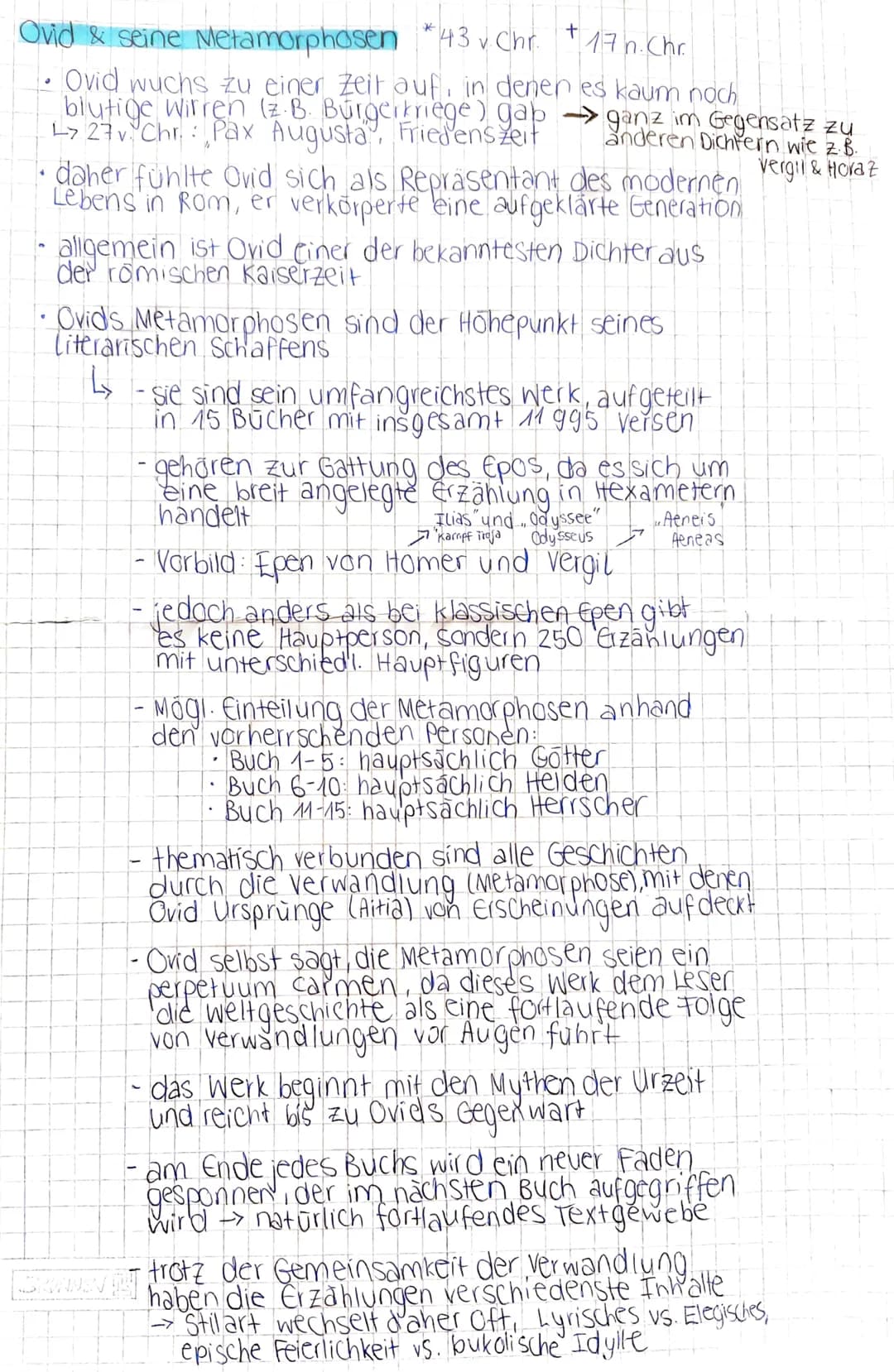 Ovid & seine Metamorphosen *43 v. Chr. +
V
17 n. Chr.
Ovid wuchs zu einer Zeit auf, in denen es kaum noch
blutige Wirren (zB. Bürgerkriege) 