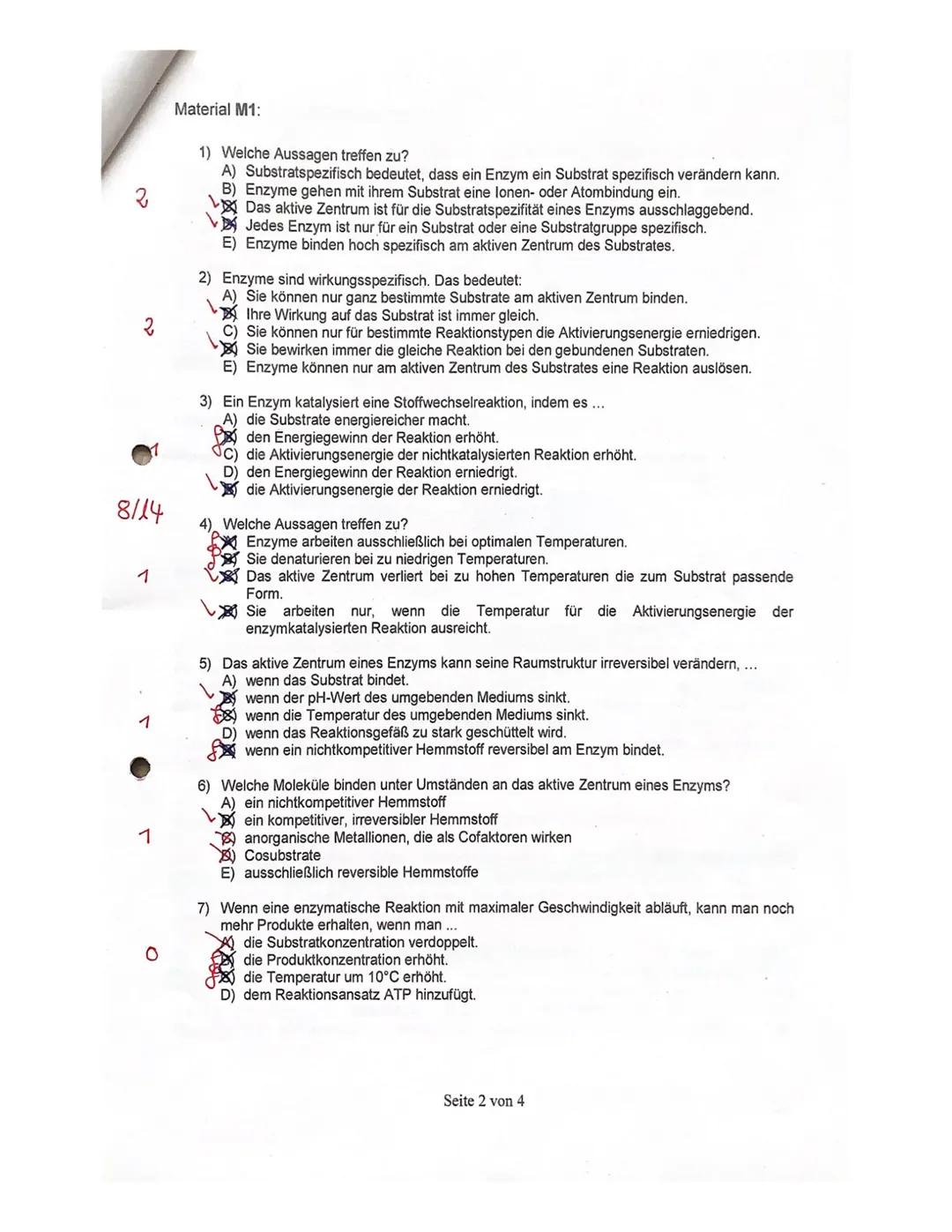 Kursarbeit Biologie
10BI2
23.02.2021
Nachname:
Rohpunkte: 702/94
Vorname:
Punkte: 10
Note: gut
Viel Erfolg!!!
Stoffwechsel
332154 1 Enzyme
8