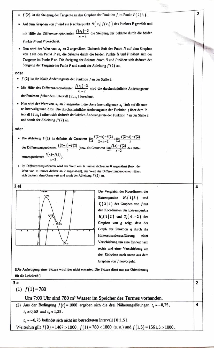Teil II: Innermathematische und kontextbezogene Aufgaben mit Hilfsmittel
Aufgab 2: Analysis (innermathematische Aufgabe)
Gegeben ist die Fun