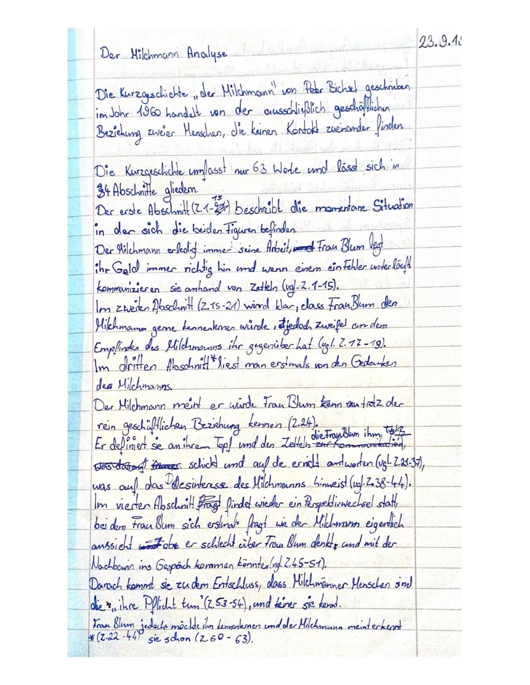 Home
Der Milchmann Analyse.
Die Kurzgeschichte
i, der Milchmann von Peter Bichsel geschrieben
im Jahr 1960 handelt von der ausschließlich ge