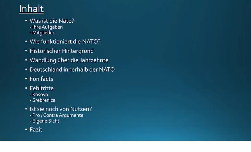Pey
DIE NATO
Ist sie heute noch von Nutzen oder unnötig?
CANADA
UNITED
KINGDOM
FINLAND
FRANCE
BELARUS
UKRAINE Inhalt
Was ist die Nato?
- Ihr