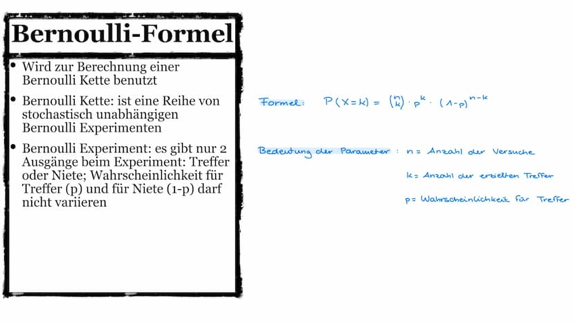 Binominalverteilung
Bernoulli Formel /μ und o/ o-Regeln und Diagramme Inhaltsverzeichnis
• Bernoulli-Formel
Formel + Bedeutung der Parameter