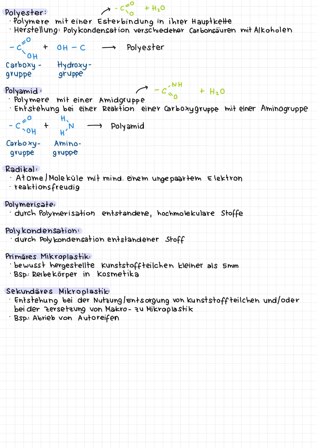 Fachbegriffe
Monomer:
· kleinste Moleküleinheit eines kunststoffes
>2 funktionelle Gruppen = bifunktionell
> 3 funktionelle Gruppen
=
trifun
