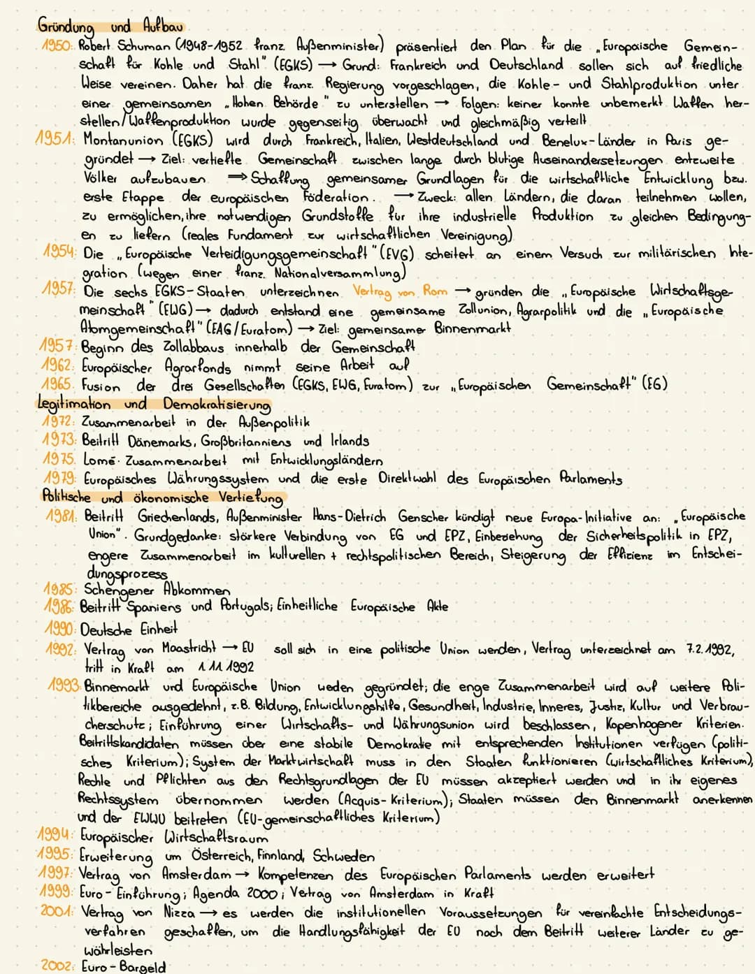 Klausurübersicht Sowi GK 3.1.
Thema: Geschichte der EU - Europäischer Integrationsprozess
Motive der Integration
Mitgliedsstaaten und Beitri