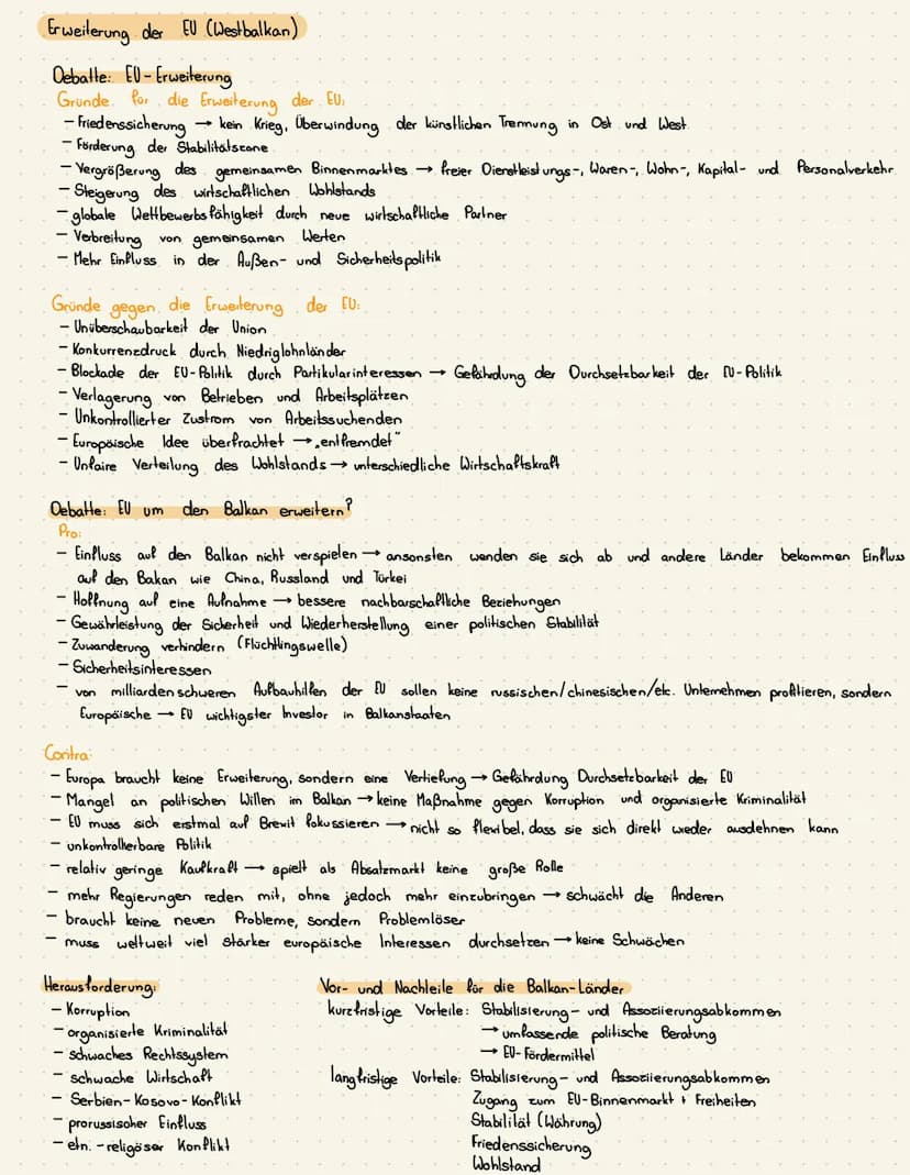 Klausurübersicht Sowi GK 3.1.
Thema: Geschichte der EU - Europäischer Integrationsprozess
Motive der Integration
Mitgliedsstaaten und Beitri