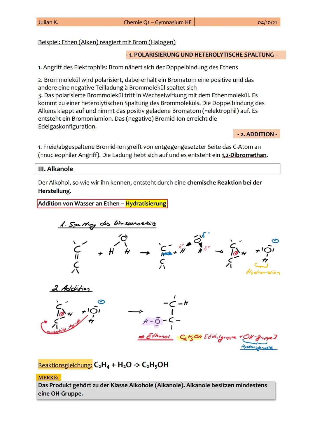 Julian K.
1. Chemie-Klausur
Thema: Alkane, Alkene, Alkine und Alkanole
Themen:
I.
II.
III.
IV.
Chemie Q1-Gymnasium HE
I. Alkane
Alkane (Homo