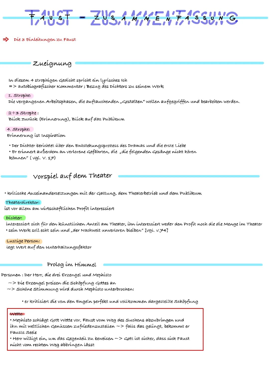 Faust Zusammenfassung + Charakterisierung 