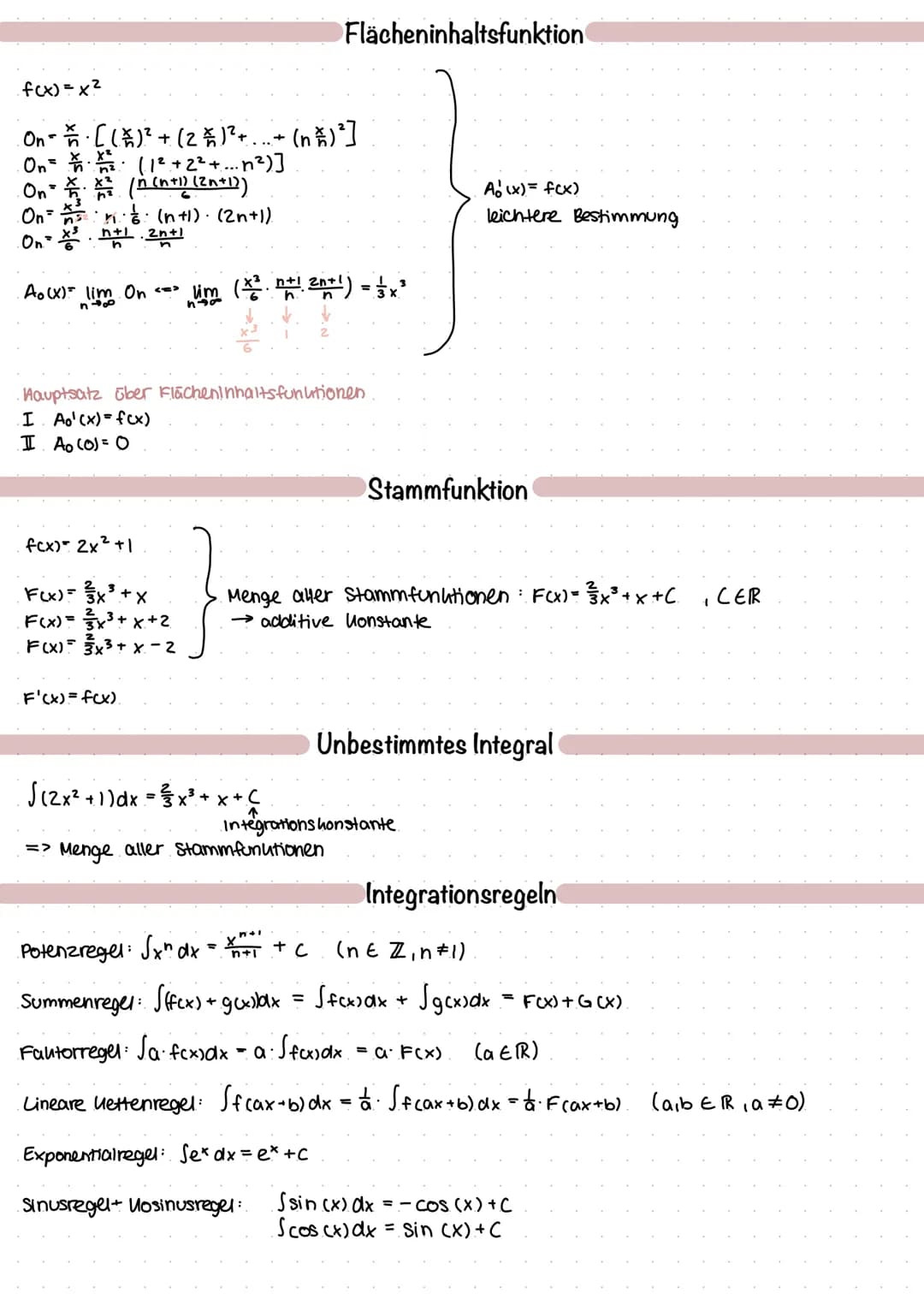 A = ?
Obersumme und Untersumme
Viele unterschiedliche Ideen können angewendet werden, um die Fläche
annähernd zu berechnen.
f(x)=x².
1. Rüch