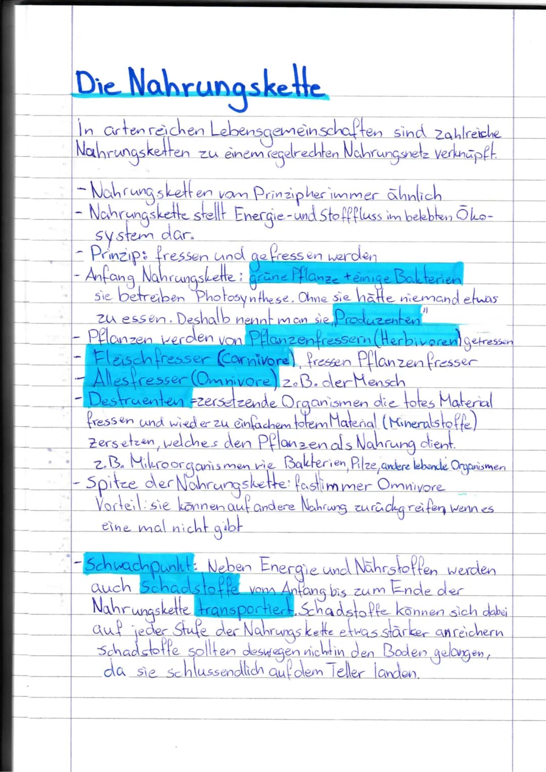 schematische Darstellung der Nahrungskette.
Sonne
↓
Produzenten
Pflanzen
Bakterien
H₂O
Kohlenstoffdioxid
(CO₂)
Mineralien
T
Herbivore
Pflanz