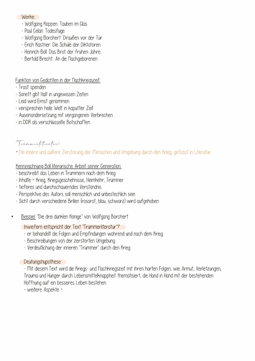 Nachkriegsliteratur
1945-1960
"Nach Ausschwitz ein Gedicht zu schreiben, ist barbarisch."
- Andorno
Allgemeines/Begriff:
- Literatur welche 