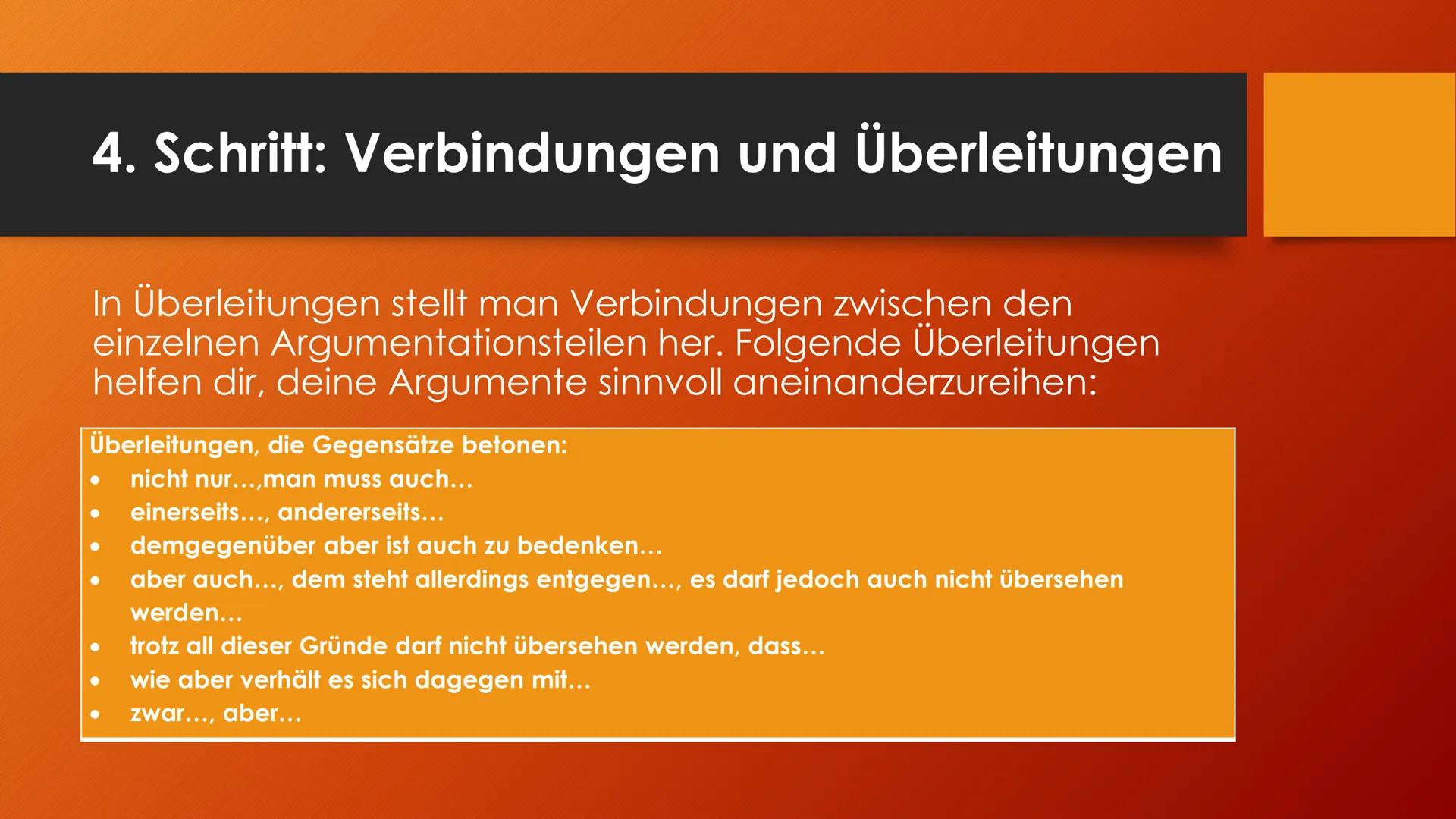 Argumentieren und
Erörtern
Sanduhrprinzip 1. Schritt: Das Thema erschließen
●
Worum geht es überhaupt?
Verstehe ich, was gemeint ist, was da