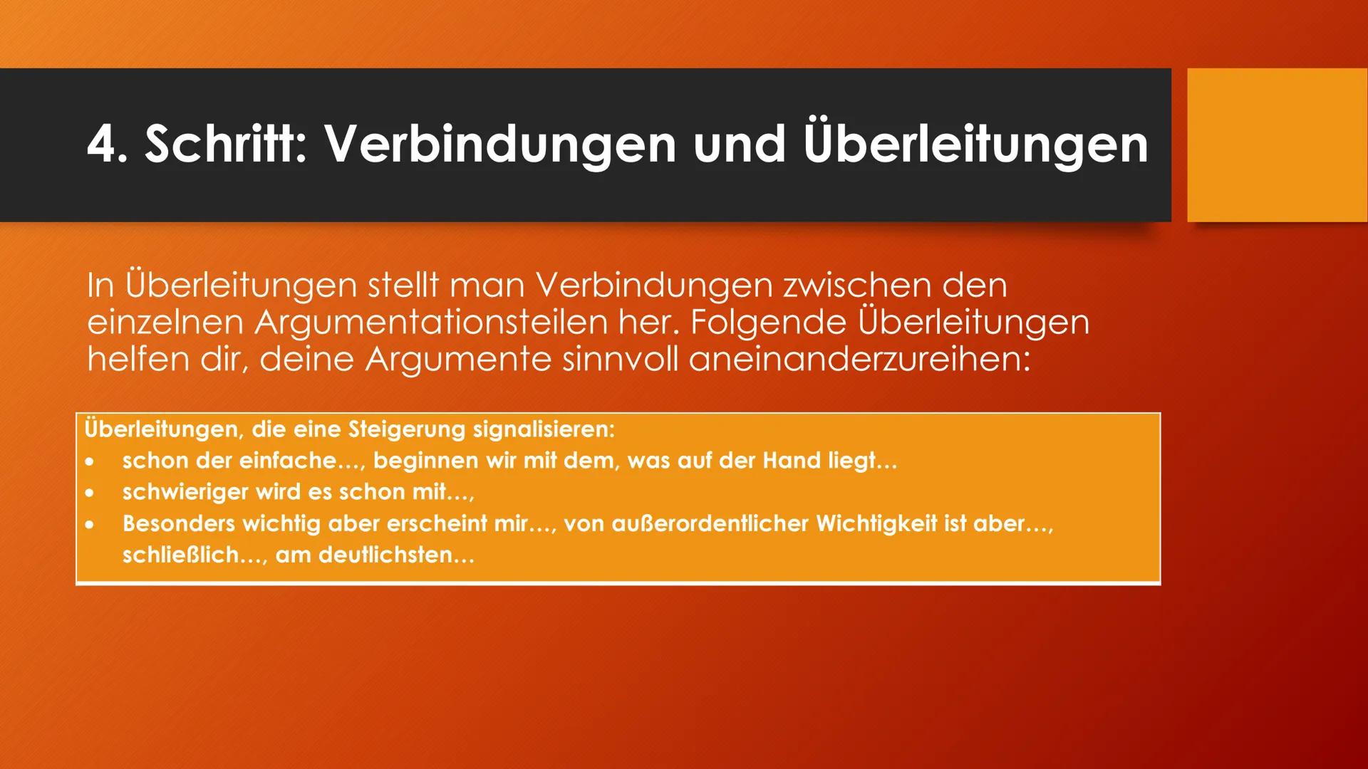 Argumentieren und
Erörtern
Sanduhrprinzip 1. Schritt: Das Thema erschließen
●
Worum geht es überhaupt?
Verstehe ich, was gemeint ist, was da