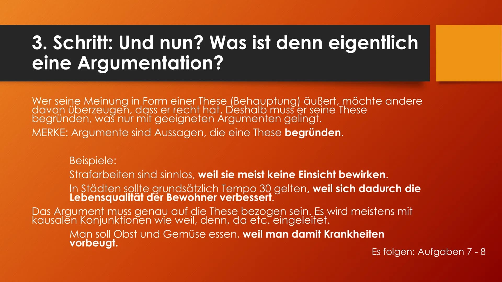 Argumentieren und
Erörtern
Sanduhrprinzip 1. Schritt: Das Thema erschließen
●
Worum geht es überhaupt?
Verstehe ich, was gemeint ist, was da