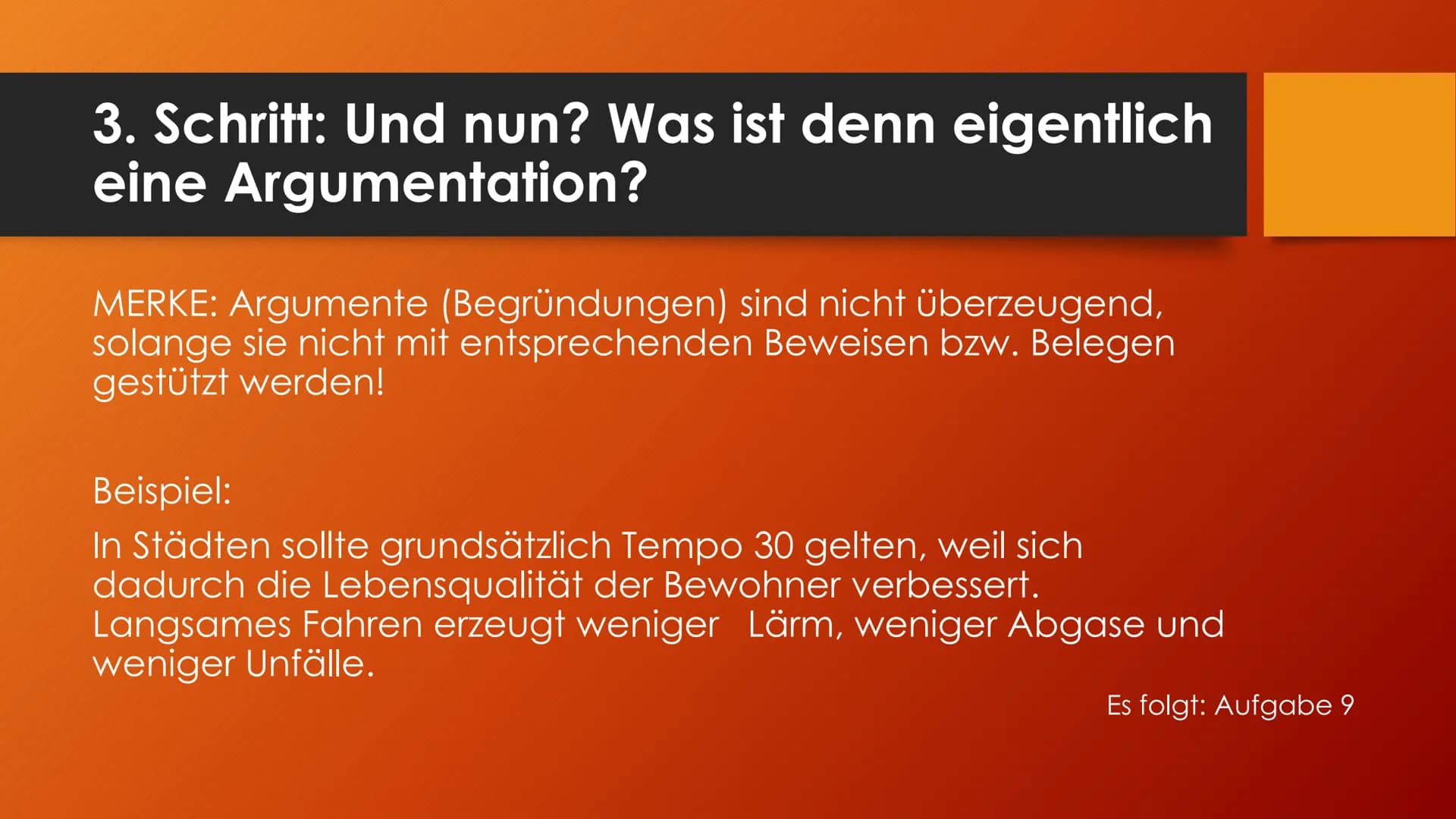 Argumentieren und
Erörtern
Sanduhrprinzip 1. Schritt: Das Thema erschließen
●
Worum geht es überhaupt?
Verstehe ich, was gemeint ist, was da