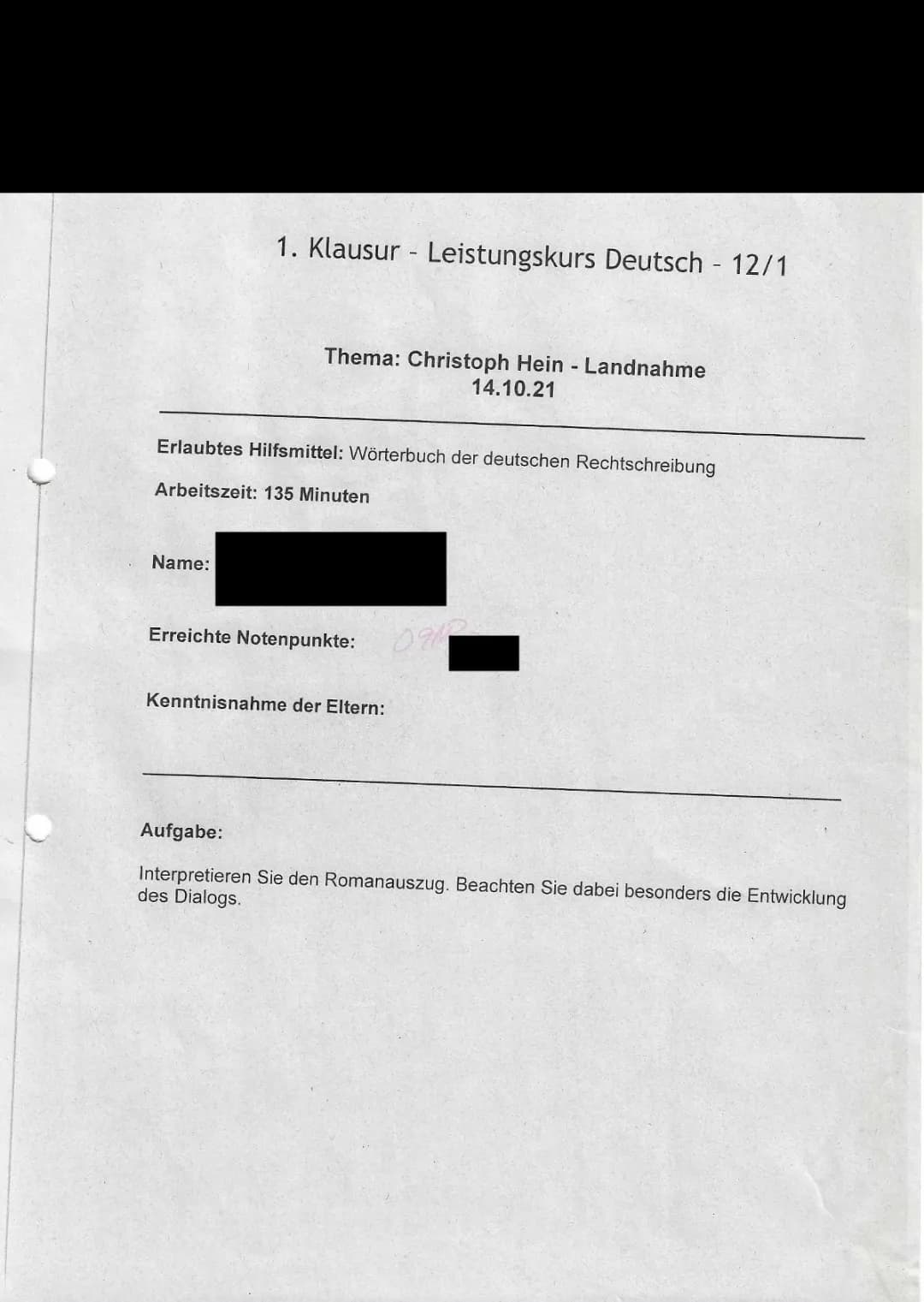 Interpretation Landnahme - C. Hein: Landnahme