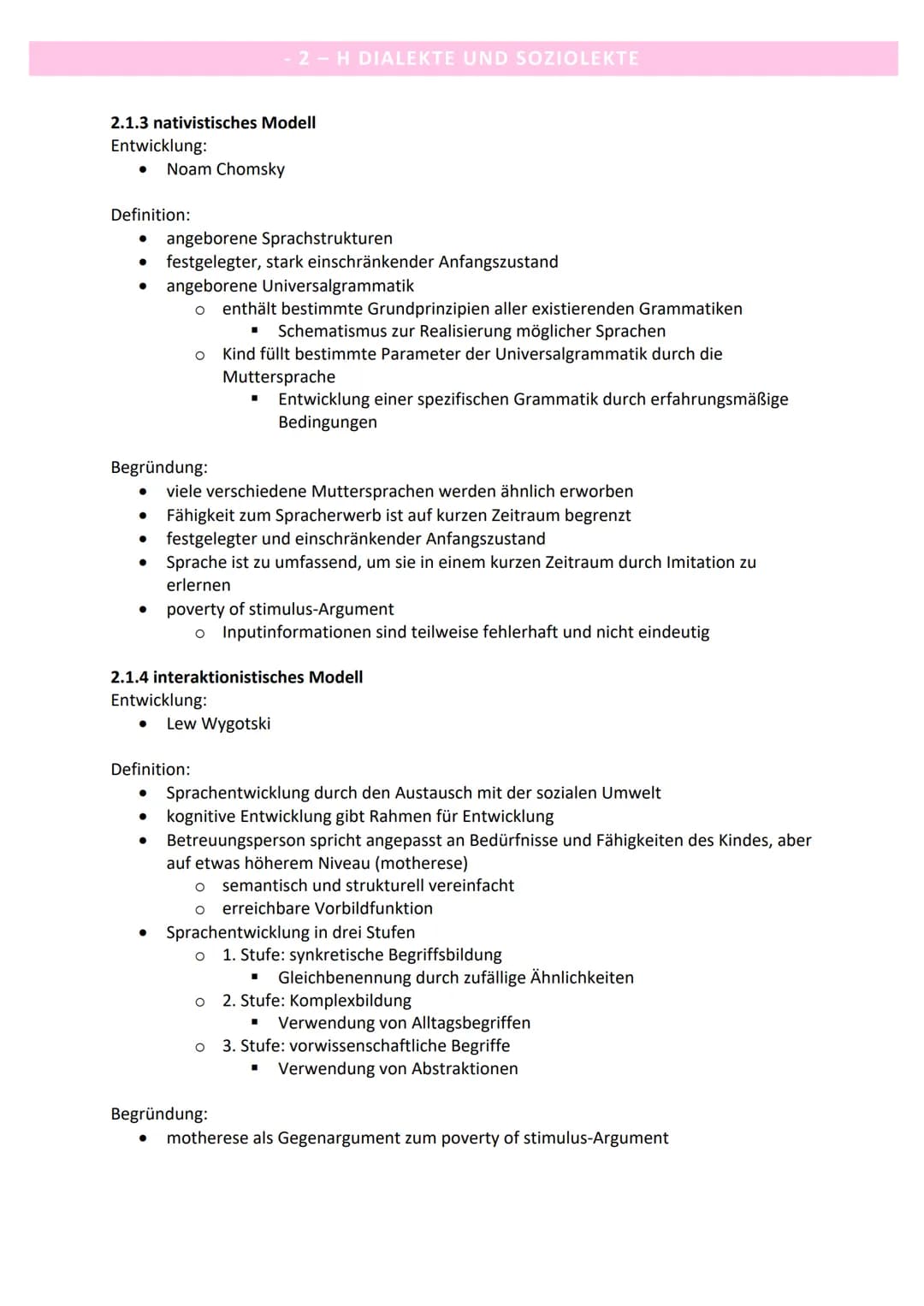 2.1 Spracherwerbsmodelle
2.1.1 Sprachfähigkeiten in verschiedenen Altersstufen
Alter
Fähigkeiten
2 Monate
erste Lallphase
„örre" oder ,,kraa