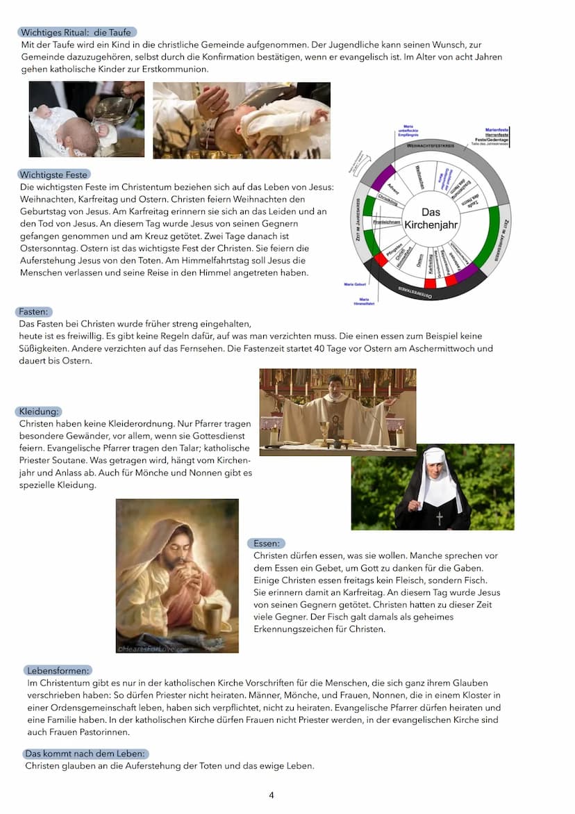 CHRISTENTUM
Im Christentum glauben die Menschen an Gott. Er gilt als der Schöpfer der Welt, der alles weiß und jeden kennt. Gott hat
einen S