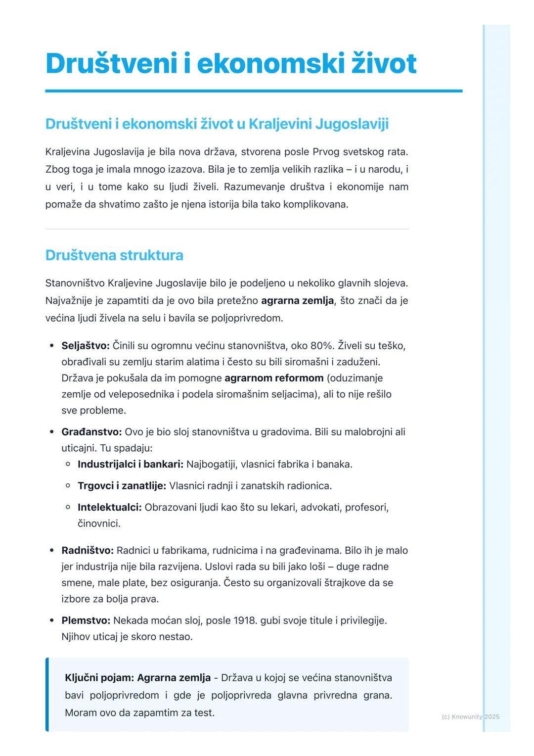 # Društveni i ekonomski život

## Društveni i ekonomski život u Kraljevini Jugoslaviji

Kraljevina Jugoslavija je bila nova država, stvorena