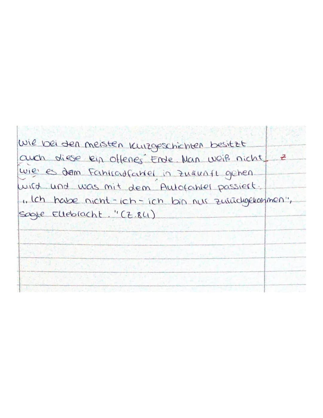 C
Bewertungsschema zur Klassenarbeit Nr. 3/ Deutsch EK
Name: Michelle K.
Thema: Analyse der Kurzgeschichte Generalvertreter Ellebracht begeh