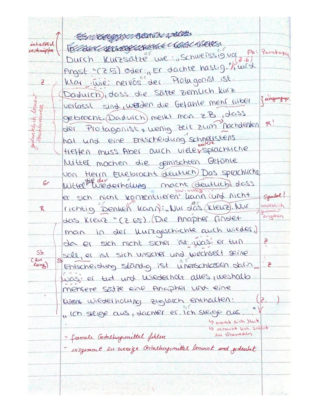 C
Bewertungsschema zur Klassenarbeit Nr. 3/ Deutsch EK
Name: Michelle K.
Thema: Analyse der Kurzgeschichte Generalvertreter Ellebracht begeh