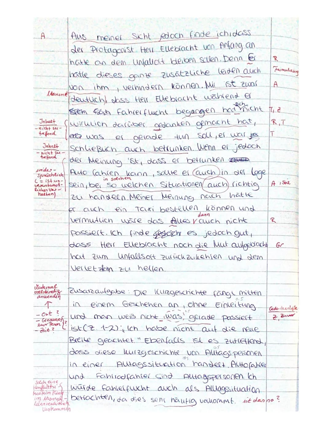 C
Bewertungsschema zur Klassenarbeit Nr. 3/ Deutsch EK
Name: Michelle K.
Thema: Analyse der Kurzgeschichte Generalvertreter Ellebracht begeh