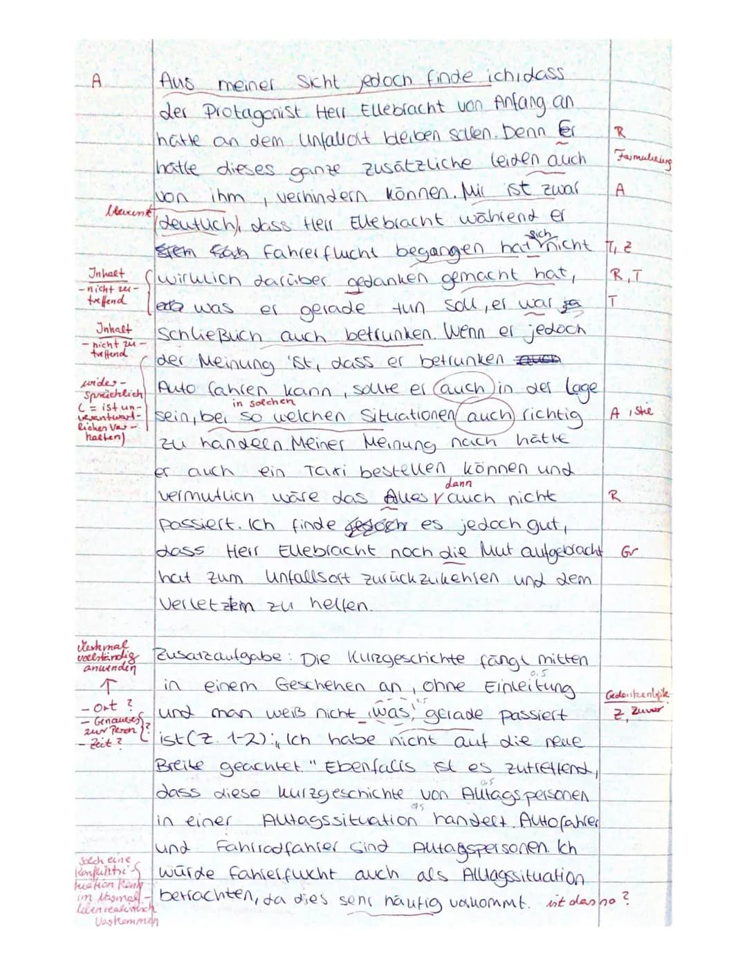 C
Bewertungsschema zur Klassenarbeit Nr. 3/ Deutsch EK
Name: Michelle K.
Thema: Analyse der Kurzgeschichte Generalvertreter Ellebracht begeh