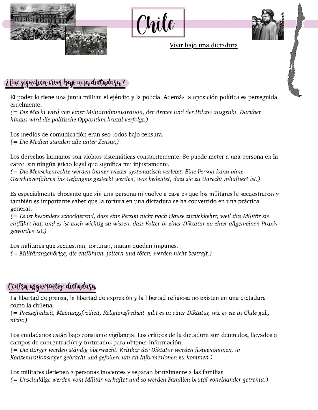 Chile - vivir bajo una dictadura 
