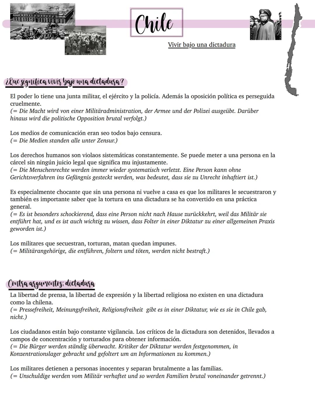 DOIDO VIVIR EN LAHIRA
Chile
Vivir bajo una dictadura
¿Que significa vivir bajo una dictadura?
El poder lo tiene una junta militar, el ejérci